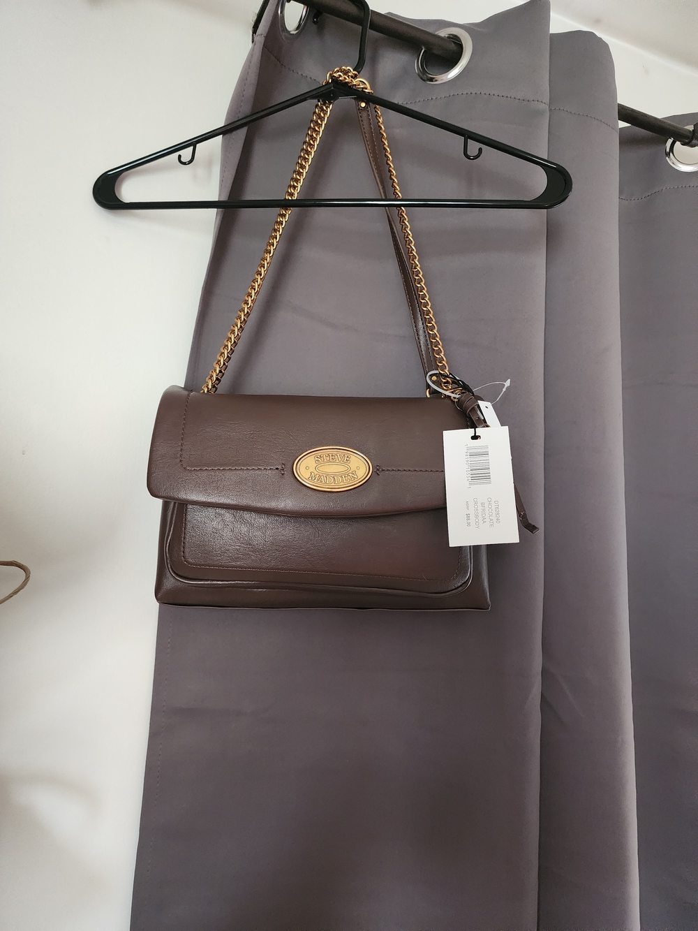 Steve Madden Brown Shoulder Bag with Gold Chain